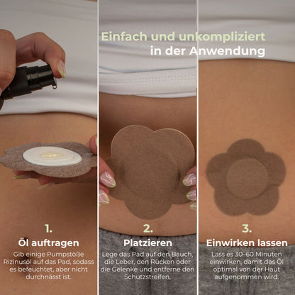 Schritt-für-Schritt Anleitung zur Anwendung: Öl auftragen, platzieren, einwirken lassen