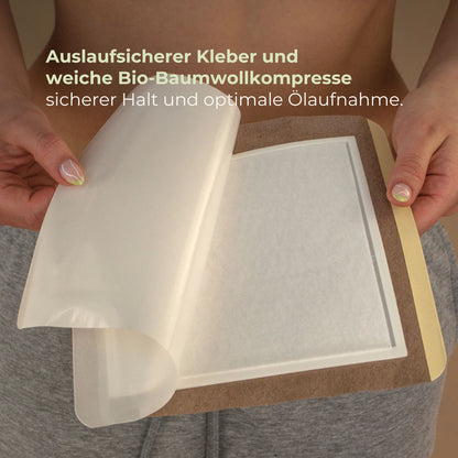 Bio-Baumwollkompresse mit auslaufsicherem Kleber – perfekte Aufnahme von Rizinusöl