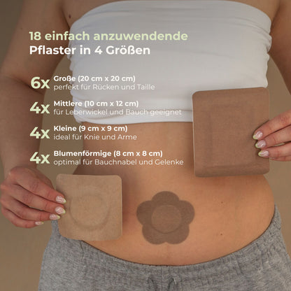 18 Pflaster in 4 Größen – ideal für Rücken, Leber, Gelenke, Bauch und mehr